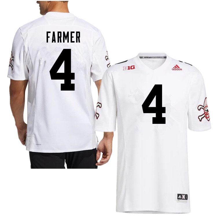 Men #4 Myles Farmer Nebraska Cornhuskers College Football Jerseys Sale-White Strategy